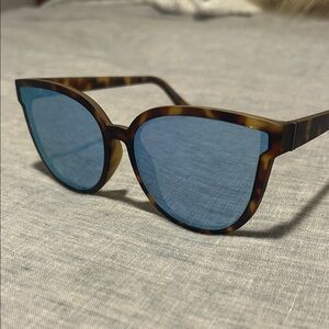 Von Zipper Matte Tortoise Shell Sunglasses with Blue Lenses